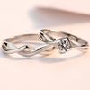 Anillo de Pareja Entrelazado de Estilo Coreano de Venta Caliente para Hombre y Mujer Lujo Ligero Boda Platino Plateado Beso de Ángel Anillo Hueco Entrelazado