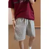 Pantalones Cortos de Gasa de Burbujas Azules a Cuadros Finos de Verano para Hombres y Mujeres, Pantalones de Cinco Puntos de Secado Rápido, Estilo Perezoso, Pantalones de Playa de Gama Alta