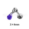 F136 Aleación de Titanio Bala 5A Circonita Colgante Pendientes Hélice de Oreja Clavo de Hueso Implante Grado G23 Titanio Rosca Interna Joyería Cabeza