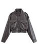 Transfronterizo 2025 Otoño Nuevo Elegante Calle Retro Americano Verde Militar Ropa de Trabajo Chaqueta de Cuero 4749701