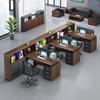 Conjunto de Mesa e Cadeiras de Escritório para 4 Pessoas, Estação de Trabalho para Funcionários, Cubículo para Funcionários de Escritório com 6 Divisórias, Partição, Mesa de Finanças, Mesa de Computador