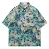 Camisa Hawaiian Vintage Estilo Japonês Mágico de Oz Manga Curta Masculina Verão Retro Casual Bf Praia Camisa Floral