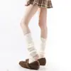 Meias Largas Listradas Cinza para Primavera e Outono, Meias Grossas Versáteis Sem Pé, Estilo Lolita, Branco Creme, Meias Emagrecedoras para Pernas