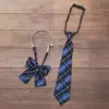 Cuadros Escoceses Azules Jk Corbata Pequeña Tb Traje Holgado Estilo Coreano Estilo Universitario Estudiante Sin Corbata Mujer De Moda