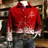 Camisa Grande 2025 Moda Transfronteriza Camisa Navideña de Flores para Hombre Impresión Digital 3D Camisa de Manga Larga Solapa