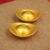 Venda direta da fábrica de peças de mão em lingote de cobre banhado a ouro, pequenos ornamentos de mesa, artesanato auspicioso para casa e loja no atacado