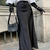Falda Midi Satinada de Cintura Alta Moda Europea y Americana Verano Imitación Venta al por Mayor Transfronteriza Francesa 2025 Falda Larga Acetato Elegante