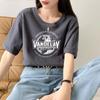 Camiseta de Algodão Solta de Manga Curta Feminina Verão 2024 Nova Coreana Combina com Tudo Estampada Tamanho Grande Blusa Feminina Atacado