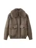 Comercio Exterior Transfronterizo Spot Otoño e Invierno 2025 Estilo Europeo y Americano Nueva Chaqueta para Mujer con Cuello de Piel Desmontable
