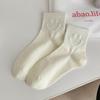 Calcetines Dadongmen Estilo Coreano Simple Estilo Japonés para Mujer Media Caña con Caritas Sonrientes Color Puro Color Caramelo Algodón Peinado Calcetines de Mujer Calcetines de Cinco Puntos