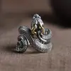 Anel de cobra banhado a prata anel vintage desgastado design de nicho ângulo Víbora Zodíaco Cobra Masculino dominador transfronteiriço quente