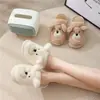 Pantuflas de Oso Pequeño de Dibujos Animados Calidez para el Hogar Pareja Interior Invierno Lindas Pantuflas de Algodón para Mujer del Hogar Pantuflas Peludas para Mujer