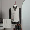 Nuevos trajes para padrinos de boda 2026, chalecos y pantalones a rayas a juego, atuendo formal de primavera, atuendo de boda, conjunto de traje para el novio