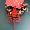 Decoração de bolo para assar no Natal série Vermelho Dourado Platina cartão de bolo acrílico feliz natal