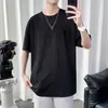 Camiseta Básica Blanca Redonda de Manga Corta Talla Grande para Mujer 2026 Peso Pesado Color Sólido Estilo Pareja Suelta Casual de Media Manga para Hombre