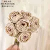 Flores de Rosa Artificiales con Bordes Quemados, Flores Falsas, Plantas Verdes al por Mayor, Manualidades para Decoración de Bodas, Estilo Ins Transfronterizo
