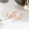Aretes de Perla en Color Champaña, Versátiles para Mujer, Adecuados para el Trayecto Diario, Sencillos y Elegantes, Pieza Única, Exquisitos Aretes Redondos