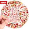Novo conjunto de adesivos vintage com tema de morango de 100 peças, adesivos à prova d'água doces de morango para combinar em diário e decoração de tablet