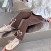 Pantalones acampanados de estilo coreano para niñas, de color liso, dulces, de otoño, nuevos pantalones casuales de estilo occidental a la moda y combinables con todo.