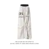 Pantalones Casuales de Calle Unisex Versátiles Estilo Perezoso Pierna Ancha Estampado de Letras Cintura Doble Estilo Americano Harajuku Tendencia