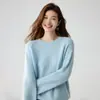 Bai Cai Rong 100% Cachemira Pura Nuevo Cuello Redondo Holgado Mangas Raglán Largas Jersey de Punto Prendas de Punto Cálidas
