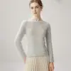 Ligero, suave y flexible, 75% cachemira, 25% seda de morera, delgado, cuello redondo, suéter de punto de corte holgado para mujer, suéter casual sin costuras