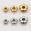 Contas de Flor de Ameixa em Aço Inoxidável Banhado a Ouro 18K, Base de Flor de Contas Tridimensional, Acessórios para Pulseira DIY