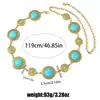 Accesorio de cadena de cintura vintage turquesa transfronterizo para mujer, cinturón de cadena de metal para el vientre bohemio de verano para la playa, para combinar con faldas