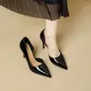 [Procesamiento Personalizado] Zapatos de Tacón Alto de Tacón Fino, Estilo Primavera y Otoño, Sandalias Profesionales Patentadas de Punta Fina sin Cierre para Mujer