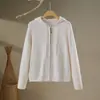 Suéter Tejido Grueso con Capucha y Cremallera de Cachemira Suave y Amigable con la Piel, Cárdigan Grueso, Chaqueta Casual Versátil para Superponer para Mujer