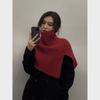Chal para Mujer Otoño e Invierno Ropa Exterior Portátil Bufanda Cálida de Punto Cuello Alto Hombro Estilo Coreano Estilo Occidental Bufanda Dividida Poncho