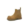 Botas de Moda de Diseño de Nicho con Suela Gruesa para Mujer Estilo Británico Botines Botas de Plataforma para Personas Bajas con Alzas Interiores