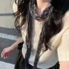 Lenço longo de seda plissado artístico vintage para mulheres, nova moda 2026, lenço versátil com toque de luxo e elegante para amarrar no pescoço