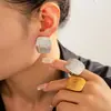 Set de Joyería Cuadrado de Acero de Titanio con Diseño de Líneas Multicapa, Elegante y de Moda para el Trabajo, Joyería Sencilla Elegante y Personalizada