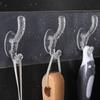Gancho adhesivo fuerte sin costuras, sin perforaciones, para puerta trasera de pared, transparente, para capó de cinco filas