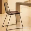 Silla de Malla Estilo Nórdico, Silla de Comedor Hueca Negra de Moda, Silla Creativa de Hierro para Uso Doméstico con Respaldo, Venta al por Mayor