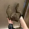 Botines de Tacón Alto Puntiagudos Estilo Coreano 2026 Otoño/Invierno Nuevos Botas de Moda con Hebilla de Gamuza Versátiles para Exteriores Botas Adelgazantes