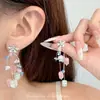 Brincos de Flor com Franja de Cristal e Contas Exquisitos, Resistentes e Modernos para Mulheres, Super Temperamento de Fada, High-End, Doces e Versáteis