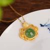 Yilu Plata S925 Plata Esterlina Chapado en Oro Jaspe Retro Auspicioso Ruyi Colgante de la Fortuna Calado Temperamento Blanco Colgante