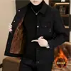Chaqueta de Otoño e Invierno para Hombre Tendencia Chaqueta con Estampado de Solapa Ropa de Trabajo Casual Atractivo de Gama Alta Versátil Top Engrosado Ropa de Hombre