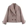 Para Comercio Exterior Europeo y Americano Transfronterizo Ropa de Mujer, Popular en Aliexpress, Abrigo Corto de Lana de Doble Botonadura Versátil Retro de Otoño