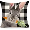 Funda de Almohada Personalizada de Pascua Más Vendida en Amazon Transfronteriza con Diseños de Conejo y Huevo para Decoración de Sofá y Cabecera de Cama