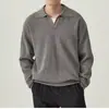 Suéter de gola soltinho estilo coreano para homens, novo modelo outono e inverno 2024, blusa de tricô pullover da moda