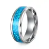 Superventas transfronterizo Suministro de Amazon: Anillos de pareja de ópalo rojo y azul europeos y americanos, anillos para hombre, joyería de acero inoxidable al por mayor