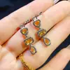 Pendientes Transfronterizos de Cristal Amarillo Natural para Mujer, Joyería de Plata 925 de Alta Gama de Nicho, Moda Venta Directa de Fábrica