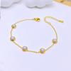 Collar de Perlas Fresco de Verano para Combinar con Todo Regalo de Cumpleaños para Niña Cadena de Clavícula de Acero de Titanio Set de Aretes Pulsera Redonda