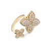 Anel Europeu e Americano Festa de Casamento Anel Feminino Moda Elegante Estilo Chanel Anel de Flor de Quatro Folhas Anel Ajustável de Abertura Feminina