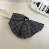 Estilo Coreano Outono Inicial Série Xadrez Cinza Jeans Faixa de Cabelo de Esponja Elástico Duplo Prendedor de Rabo de Cavalo Garra de Alta Qualidade Estilo Acadêmico