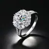 Anillo Hexagonal Nuevo de Lujo Transfronterizo Europeo y Americano con Diamantes en Stock, Anillo de Plata de Ley S925, Anillo de Bodas, Joyería de Lujo Ligero