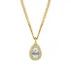 Collar de plata pura s925 con colgante de lágrima rosa y azul para mujer, brillante con diamantes, lujo ligero, exquisito, estilo nicho, cadena versátil para la clavícula